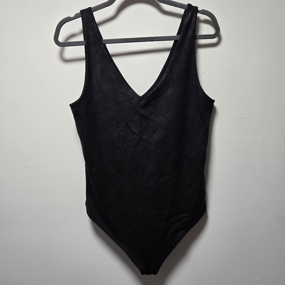 Abercrombie & Fitch Metallic Black Bodysuit Size Large Thong Soft A&F Collection